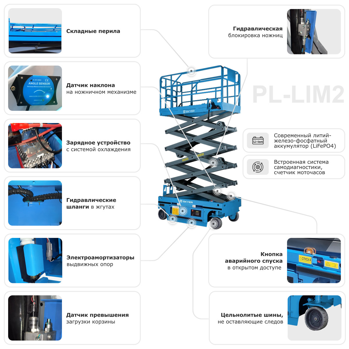 1 - Самоходный ножничный подъемник с выдвижной платформой SKYER PL1625-LiM2